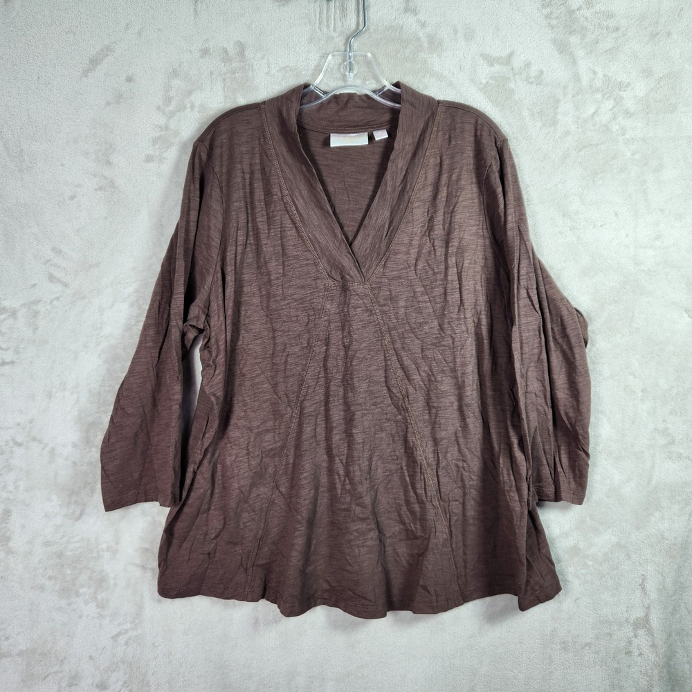 Belle Kim Gravel Tunic Womens XL French Choco Knit Western Chic Seamed A698046